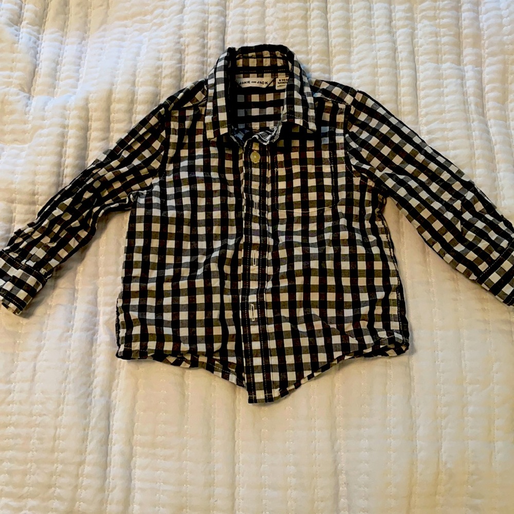 Janie and Jack black and white check shirt